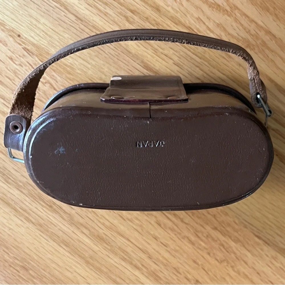 Vintage Bushnell 6 x 15 Mini Field Binoculars with Brown Leather Case